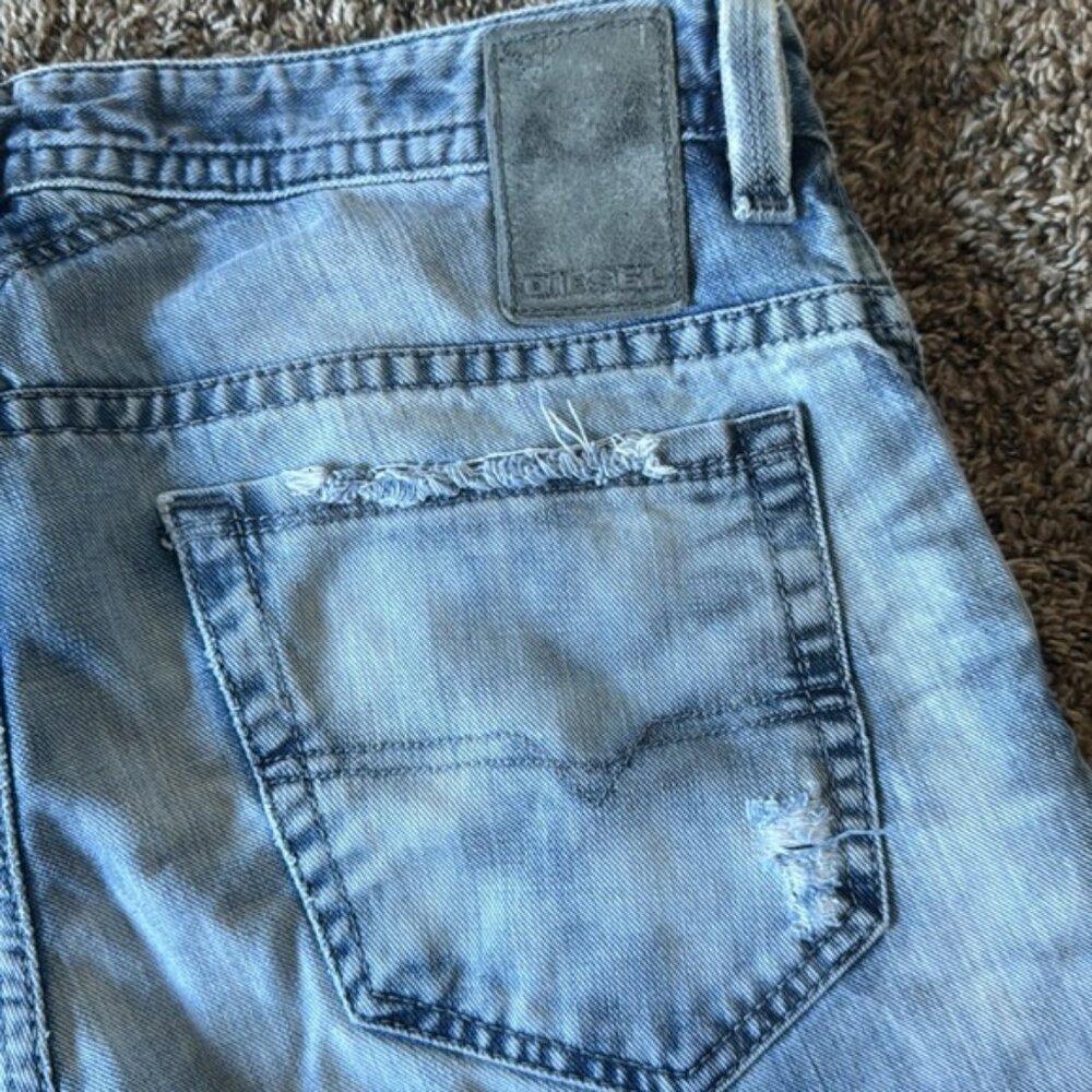 Diesel 32 x 32 Acid Wash Thavar Distressed Slim Skinny Jeans - Picture 12 of 16